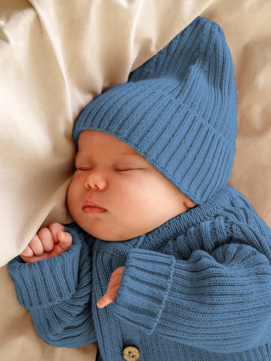 Шапочка вязаная AmaroBaby Pure Love Tot, демисезонная ЧЗ голубой 46