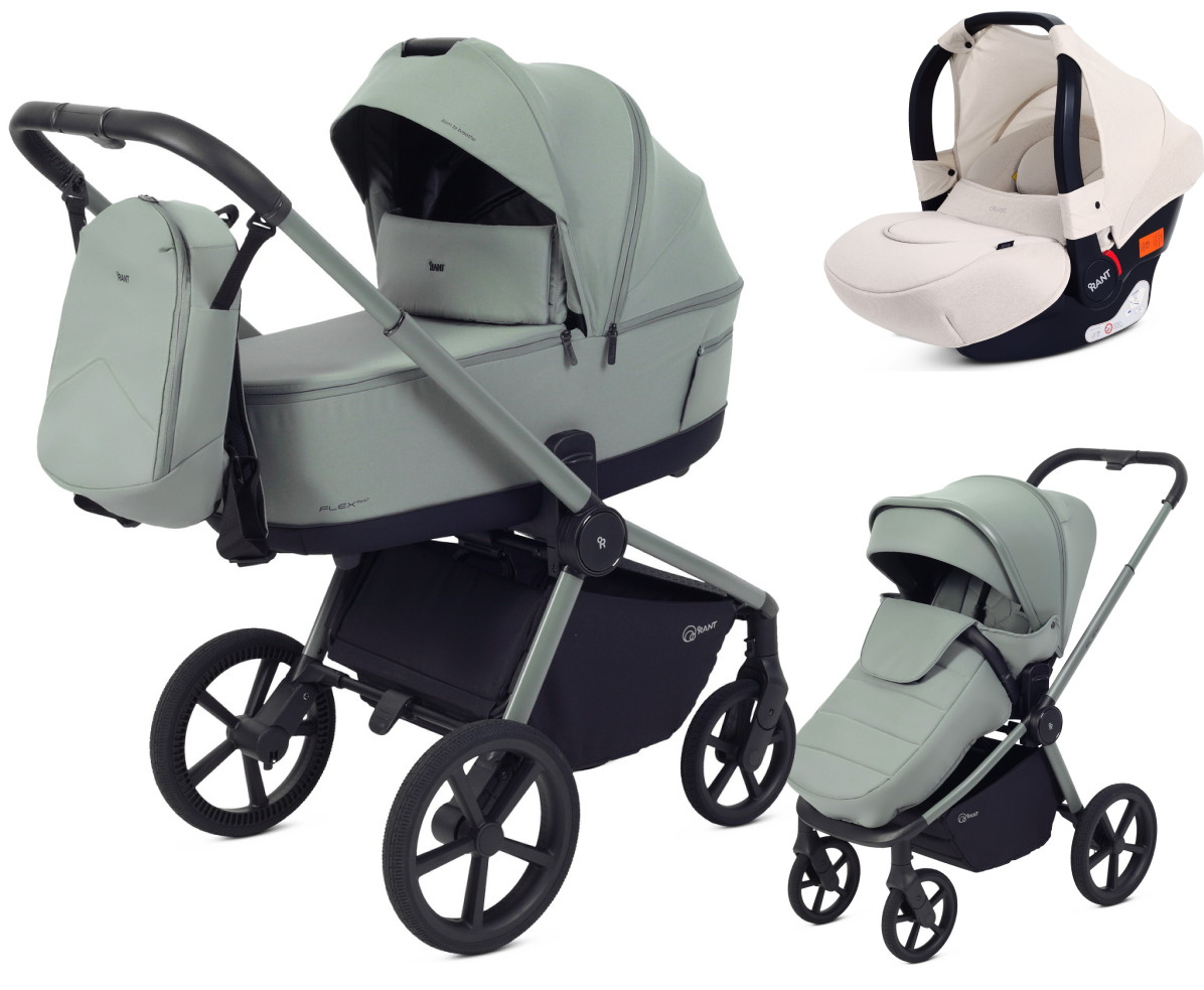 Детская коляска Rant Flex Therm Soft 3 в 1 с автокреслом Cruise Beige Forest Green
