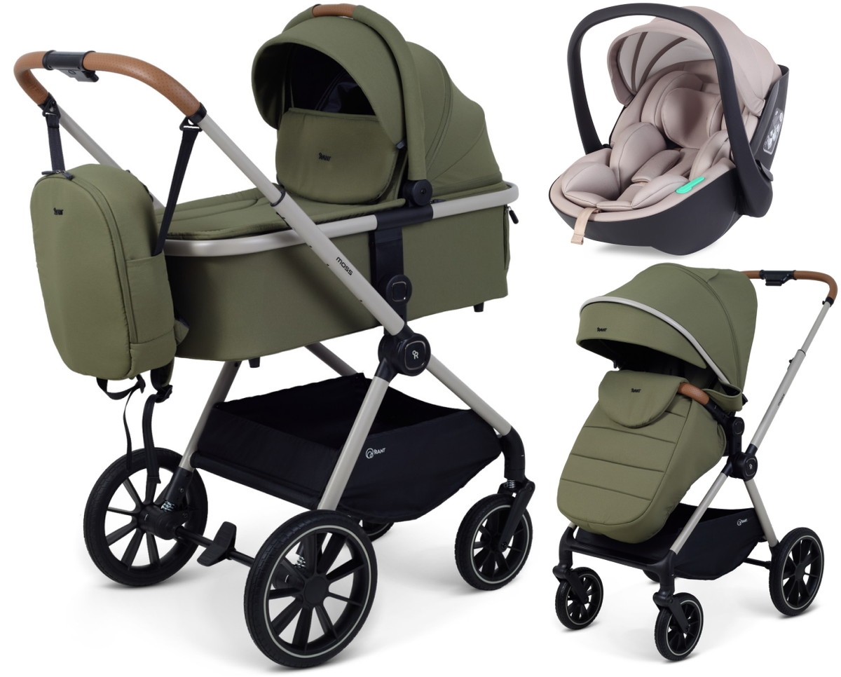 Детская коляска Rant Moss Prime 3 в 1 с автокреслом Miro Beige Green