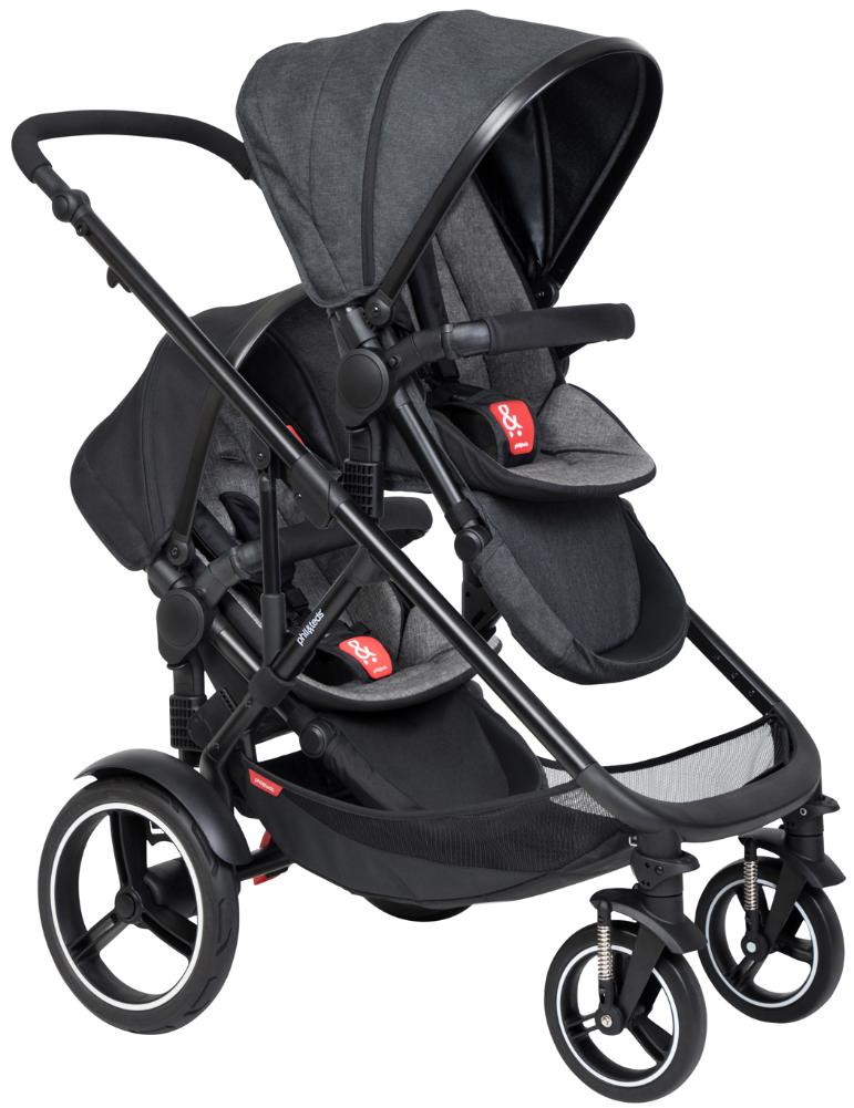 Детская прогулочная коляска для двойни и погодок Phil and Teds Voyager 2019 Charcoal Grey