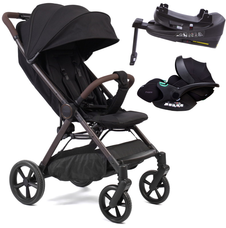 Прогулочная коляска Peppy Vigo с автокреслом Verona Black и базой Black черный
