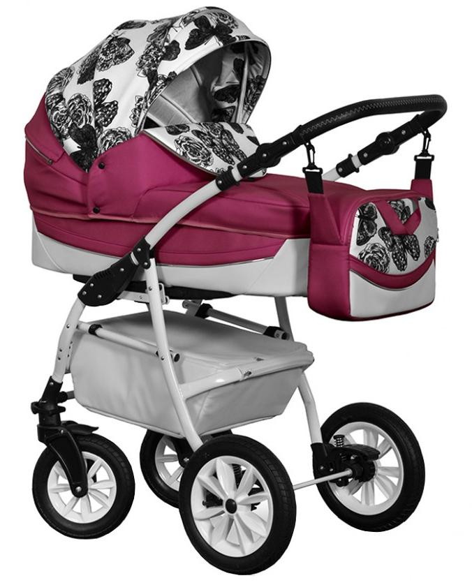 Детская коляска Caretto Cameron Color 2 в 1 Cc03 розовый+черные бабочки