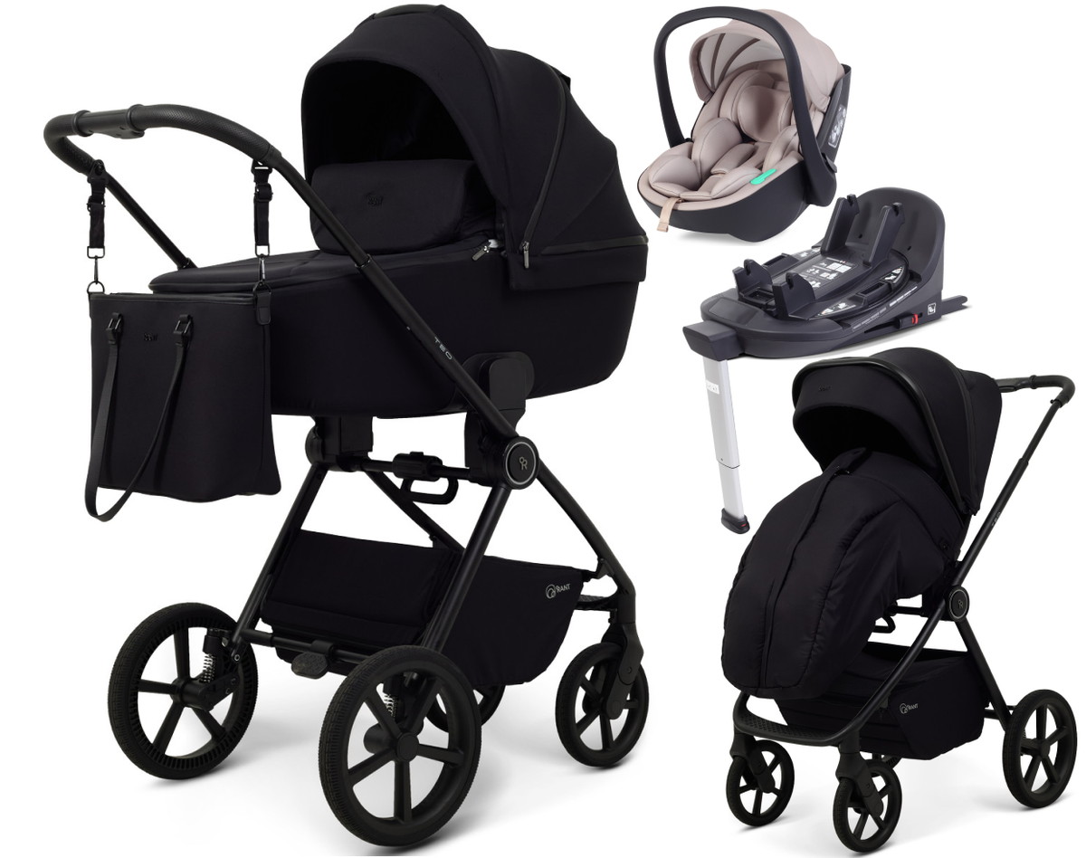 Детская коляска Rant Teo Soft 4 в 1 с автокреслом Miro Beige и базой Black