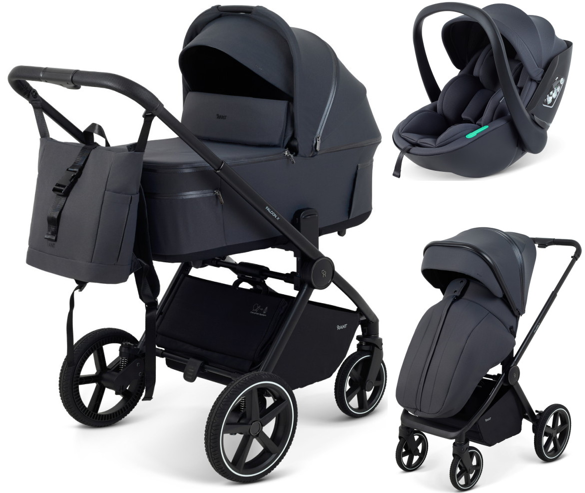Детская коляска Rant Falcon X 3 в 1 RA126 с автокреслом Miro Dark Grey Graphite