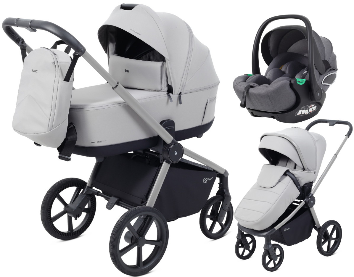 Детская коляска Rant Flex Therm Soft 3 в 1 с автокреслом Evomax Grey Stone Grey