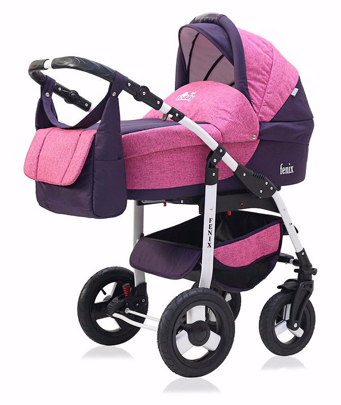 Детская коляска Teddy (BartPlast) Fenix PCOF 3 в 1 09 фиолетовый-розовый