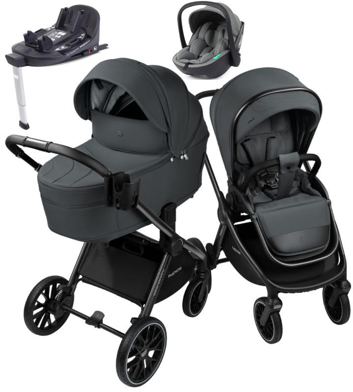 Детская коляска AmaroBaby Phenom 4 в 1 с автокреслом Rant Miro Olive и базой графит