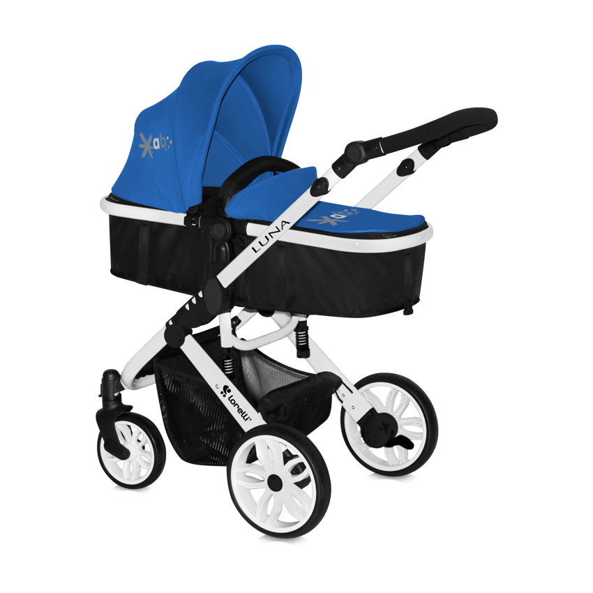 Детская коляска Lorelli Luna + накидка на ножки Синий / Blue 1503