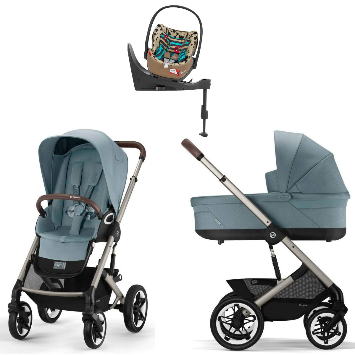 Коляска Cybex Talos S Lux TPE complete Cloud T One Love Base T 4 в 1 Stormy Blue с дождевиками