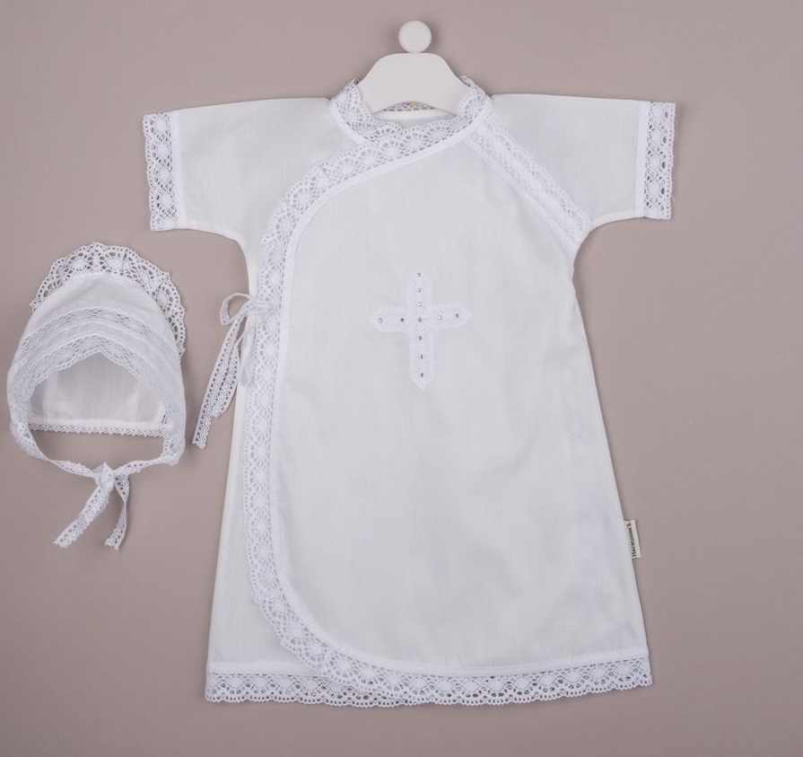 Крестильный набор НаследникЪ Выжанова (рубашка+чепчик) КР-3 белый 68