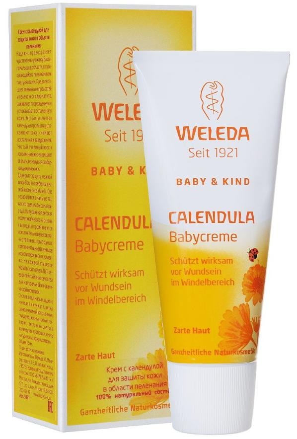 Детский крем для младенцев Weleda с календулой для защиты кожи в области пеленания, 75 мл.