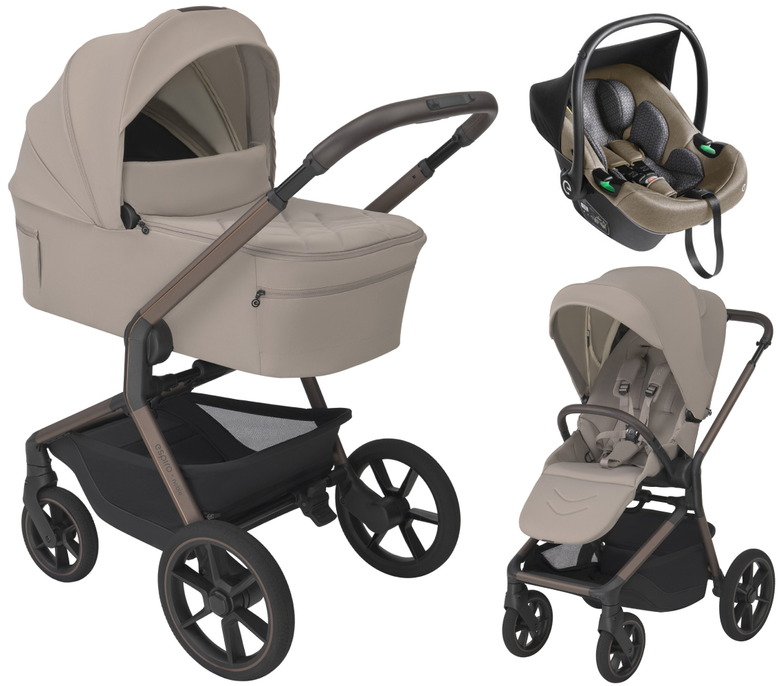 Детская коляска 3 в 1 Espiro Noble и автокресло PI Beige 09 cashmere