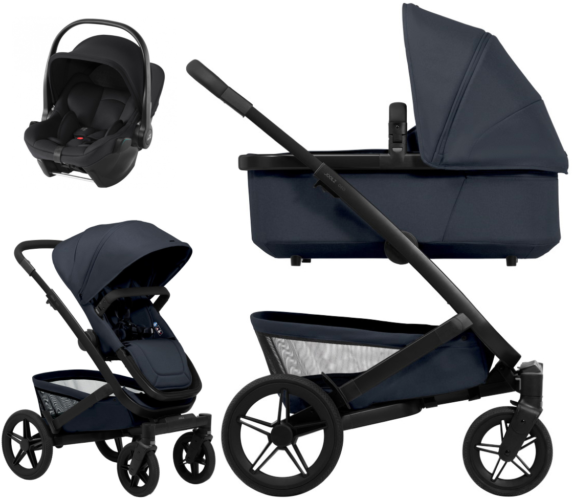 Детская коляска 3 в 1 Joolz Geo5 и автокресло Baby-Safe Core Space Black без адаптеров Dark Navy Blue