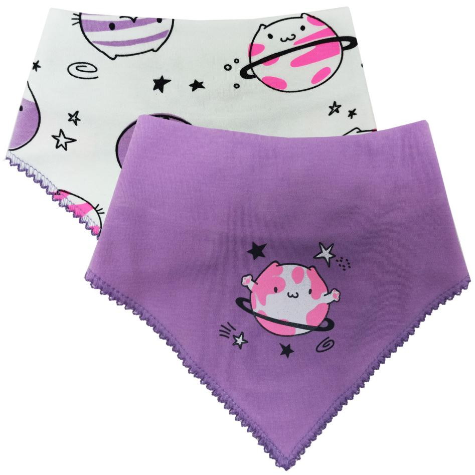 Детский нагрудник Папитто Планетки 2 штуки 940-01 сиреневый