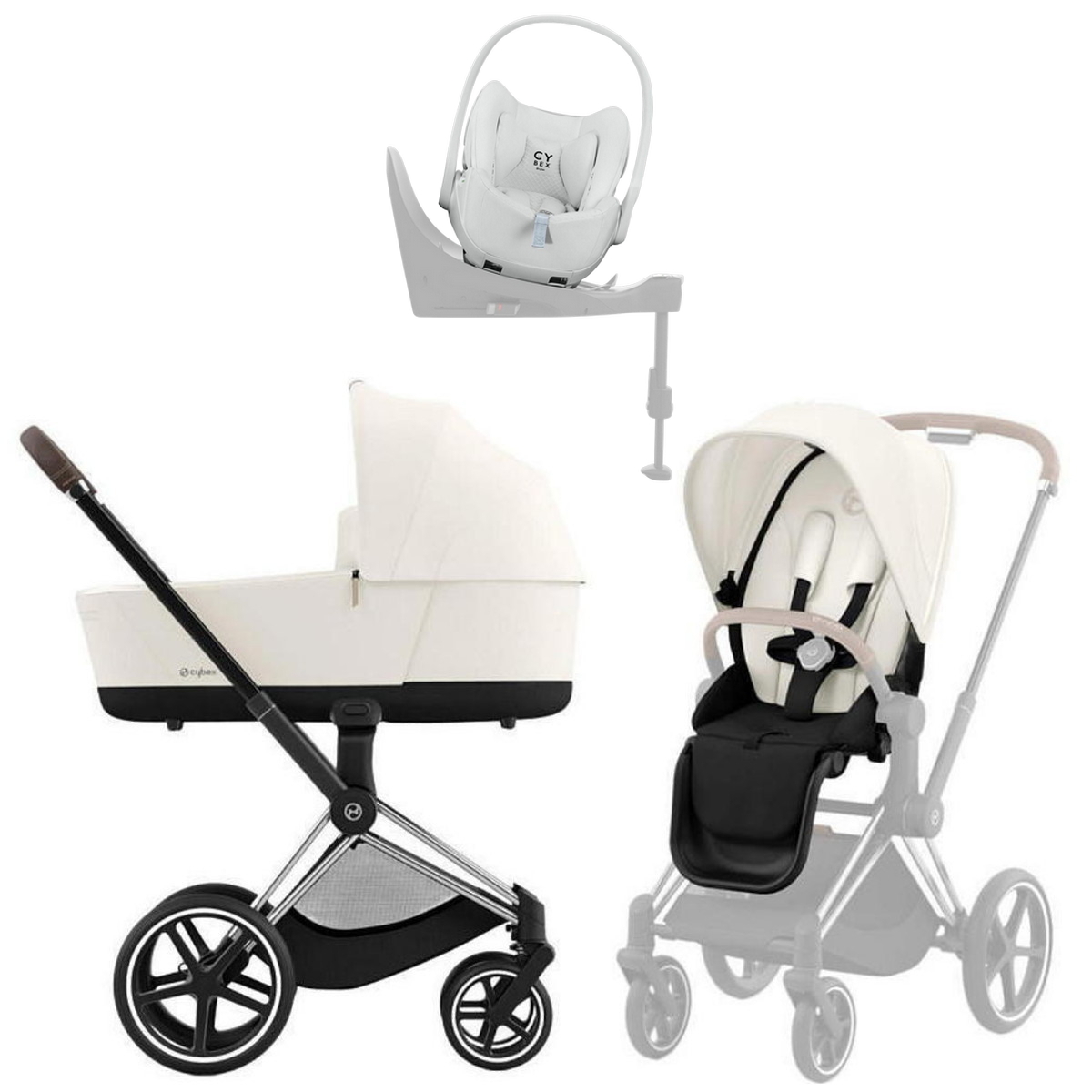 Коляска Cybex Priam IV Chrome Brown complete Cloud T Urban Mobility White Base T 4 в 1 Off White