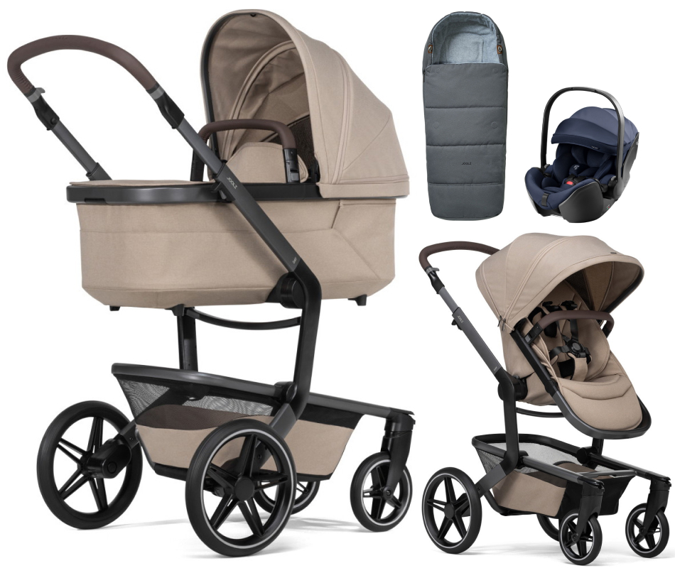 Детская коляска 3 в 1 Joolz Day 5 и автокресло Britax Roemer Baby-Safe Pro Style Night Blue + конверт в подарок без адаптеров Sandy taupe