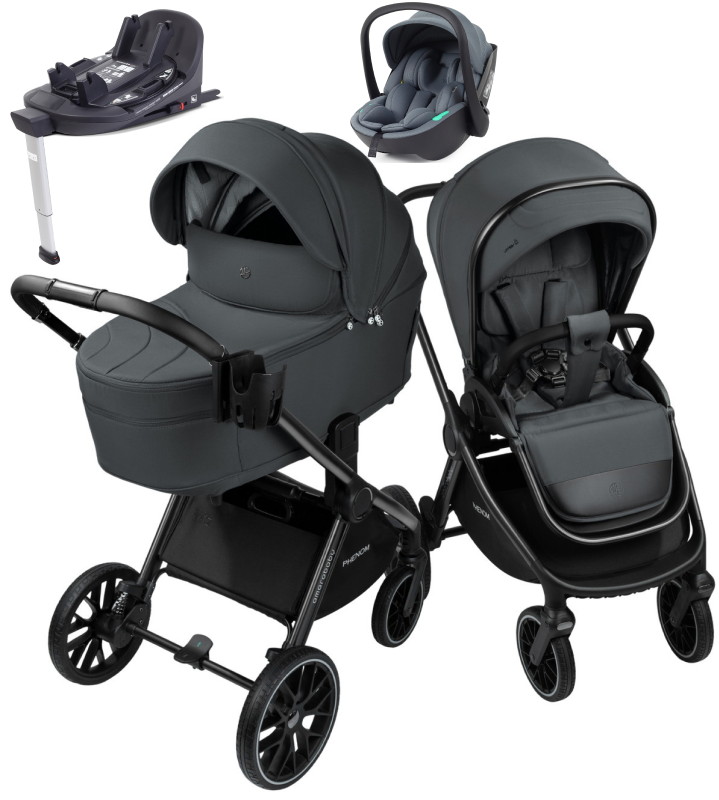 Детская коляска AmaroBaby Phenom 4 в 1 с автокреслом Rant Miro Graphite и базой графит