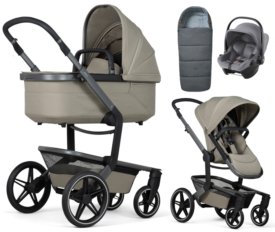 Детская коляска 3 в 1 Joolz Day 5 и автокресло Baby-Safe Core Frost Grey без адаптеров + конверт в подарок Sage green