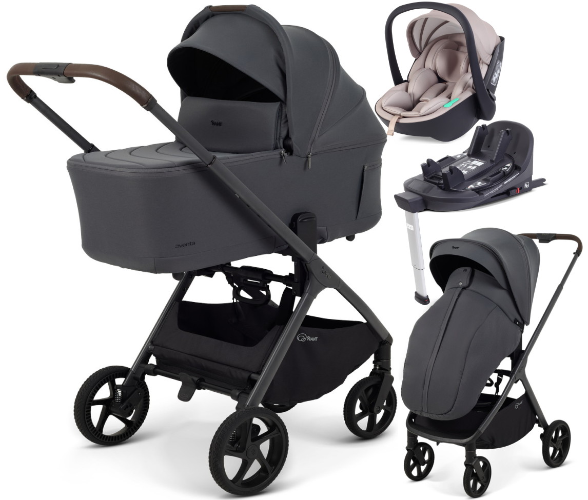 Детская коляска Rant Aventa 4 в 1 с автокреслом Miro Beige и базой Graphite