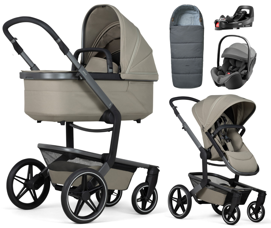 Детская коляска 4 в 1 Joolz Day 5 и автокресло Britax Roemer Baby-Safe Pro Style Mineral Grey и база Vario Base 5Z без адаптеров + конверт в подарок Sandy taupe