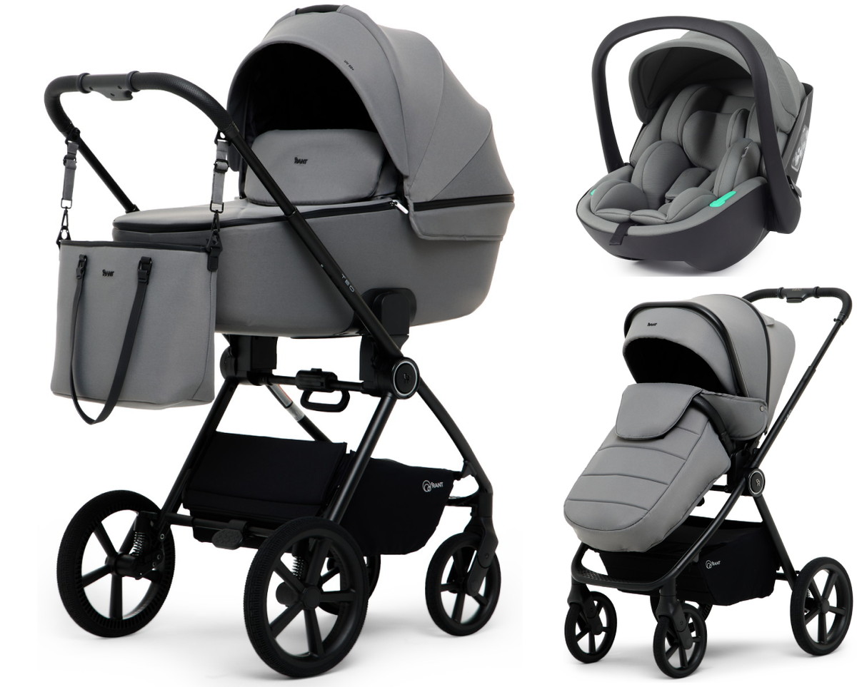 Детская коляска Rant Teo Soft 3 в 1 с автокреслом Miro Olive Grey