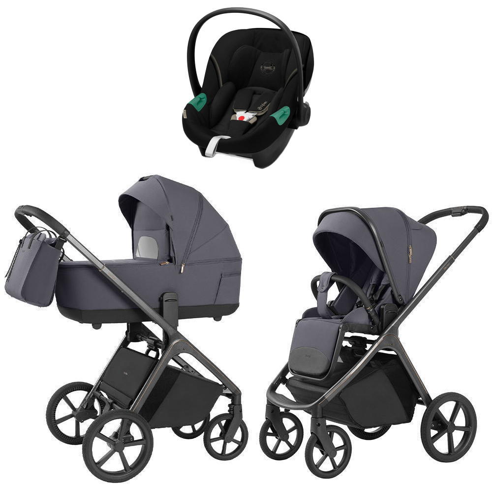 Коляска Carrello Vector 2025 CRL-6551 и автокресло Cybex Aton S2 Moon Black 3 в 1 Ultimate Grey