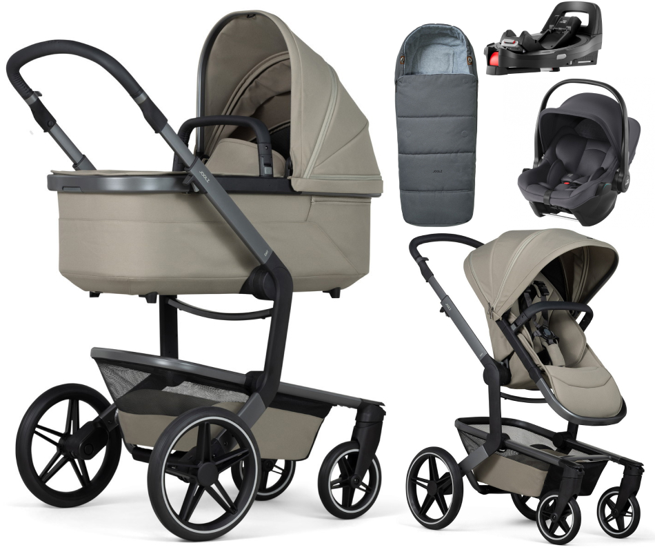 Детская коляска 4 в 1 Joolz Day 5 и автокресло Baby-Safe Core Midnight Grey2 и база Vario Base 5Z без адаптеров + конверт в подарок Sage green