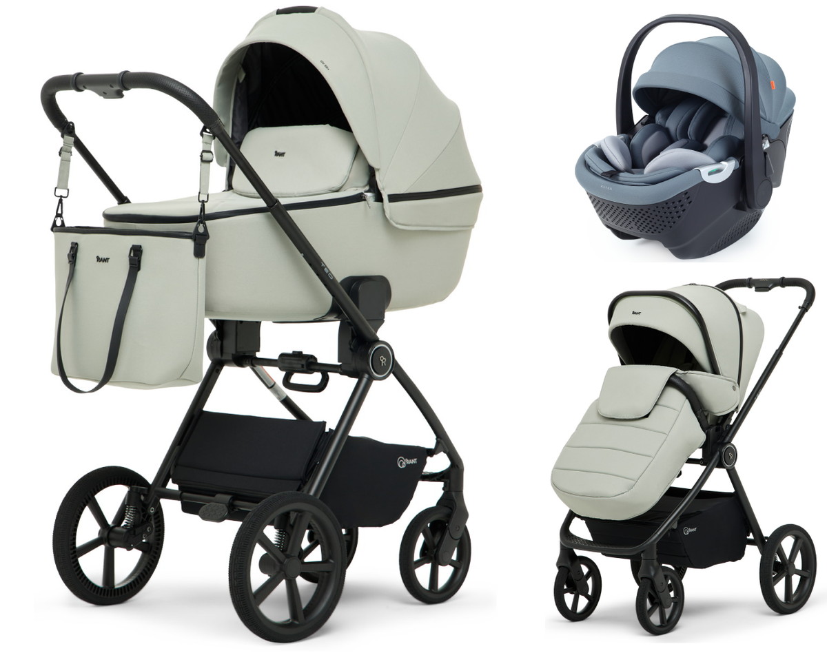 Детская коляска Rant Teo Soft 3 в 1 с автокреслом Aster Zero Graphite Sage