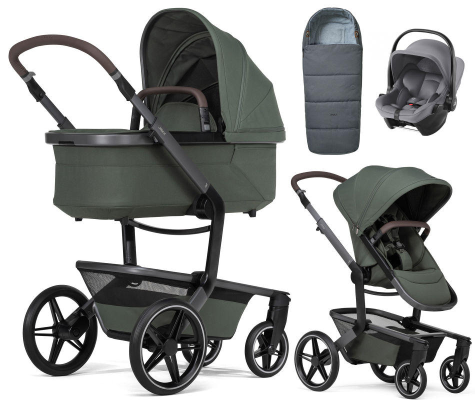 Детская коляска 3 в 1 Joolz Day 5 и автокресло Baby-Safe Core Frost Grey без адаптеров + конверт в подарок Forest green