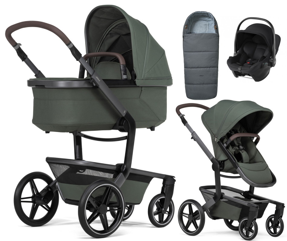 Детская коляска 3 в 1 Joolz Day 5 и автокресло Baby-Safe Core Space Black + конверт в подарок Forest green