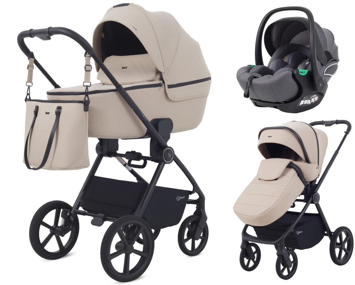 Детская коляска Rant Teo Soft 3 в 1 с автокреслом Evomax Grey Beige
