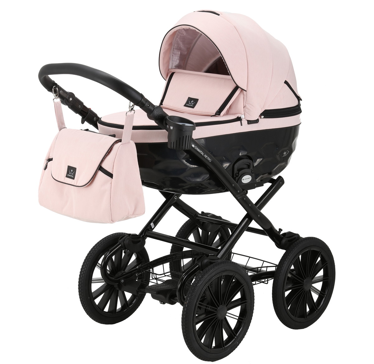 Детская коляска Adamex Chantal Retro 3 в 1 C215 (пудровый)
