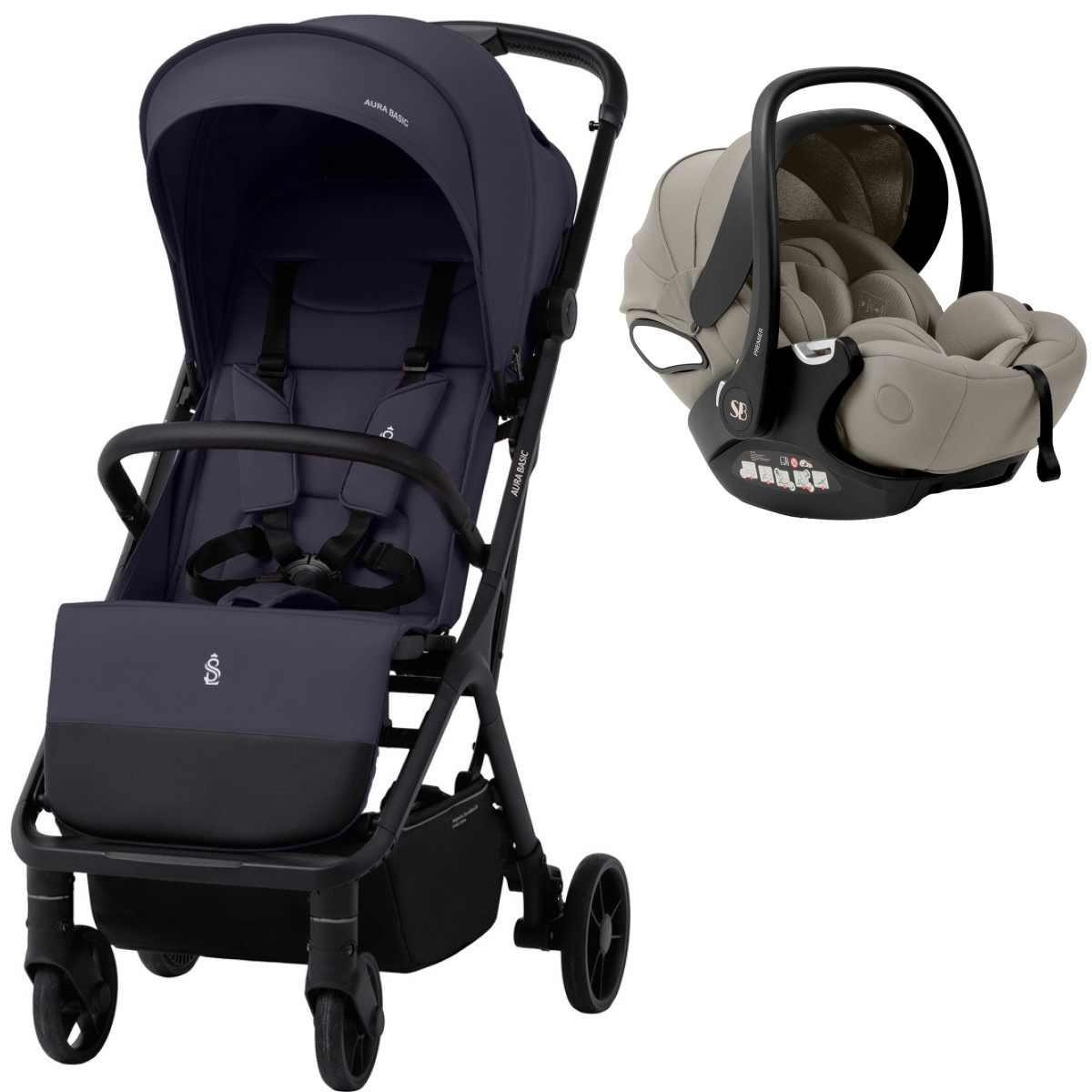 Прогулочная коляска Sweet Baby Aura Basic SBL + автокресло Premier Begie Grey