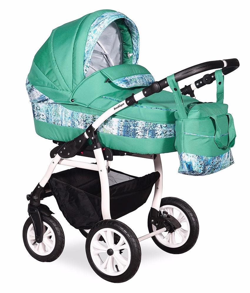 Детская коляска Indigo Sydney 2 в 1 Sy33 зеленый+синий узор