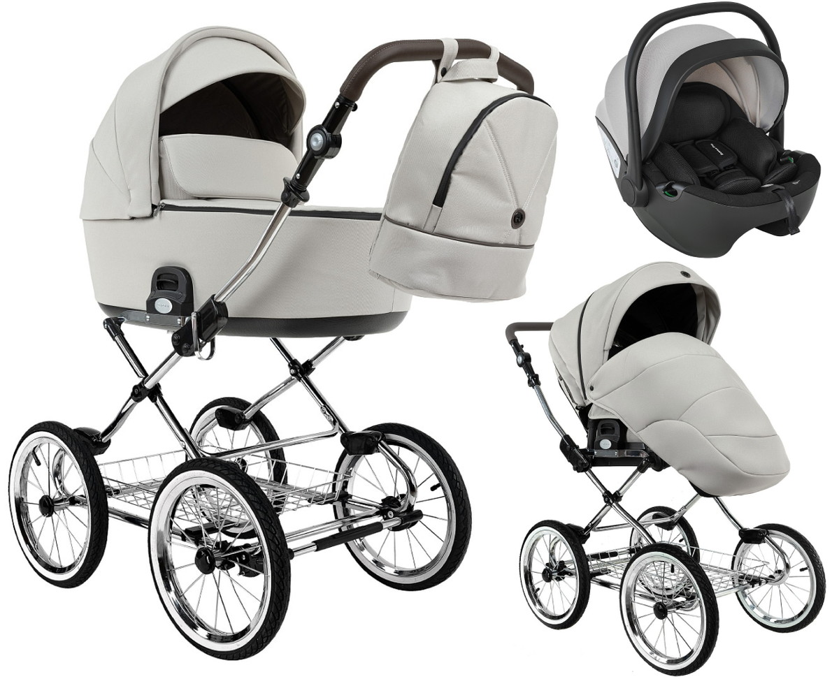 Детская коляска Roan Bass Next Classic d14 2.0 3 в 1 с автокреслом Pituso Baesa Pro Black,Beige Canopy BSNC/94/2 Marzipan/Black/руч.Cappuccino