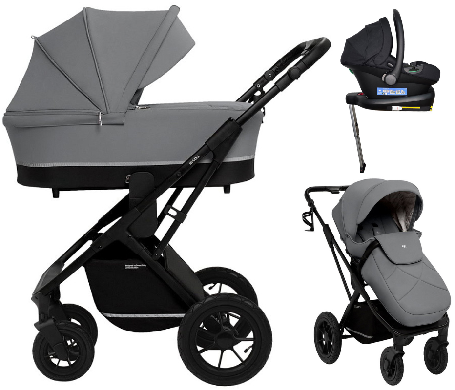 Коляска 4 в 1 Sweet Baby Nuvola Air + автокресло Elegante Plus с базой i-Size ISOFIX DK780 Slate Grey