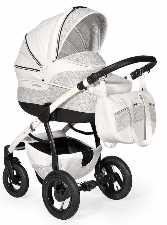 Детская коляска Indigo Carmen S 2 в 1 S17 бел.кожа+барс ткань
