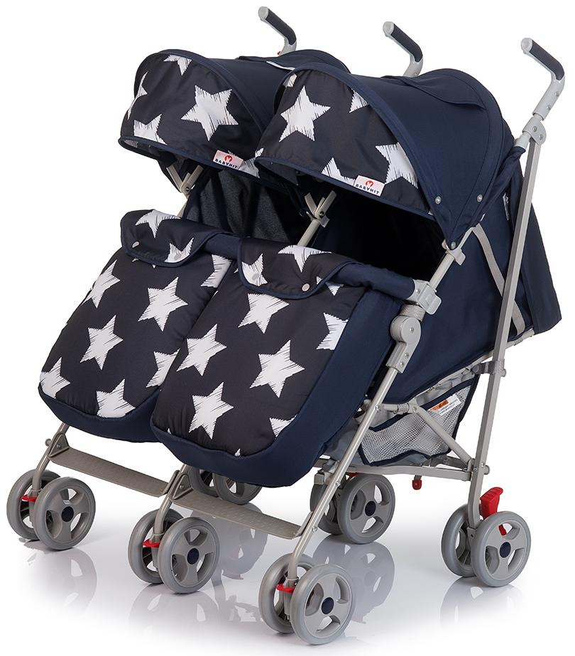 Детская коляска-трость Babyhit Twicey для двойни Dark blue stars