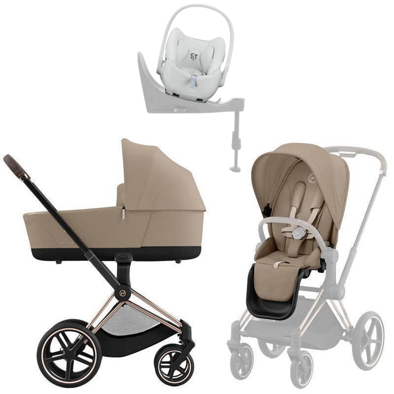 Коляска Cybex Priam IV Rosegold complete Cloud T Urban Mobility White Base T 4 в 1 Cozy Beige