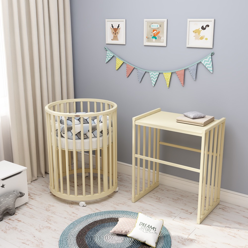 Круглая детская кроватка Dreams Store 8 в 1 Dreams Стандарт 1000403 Слоновая кость