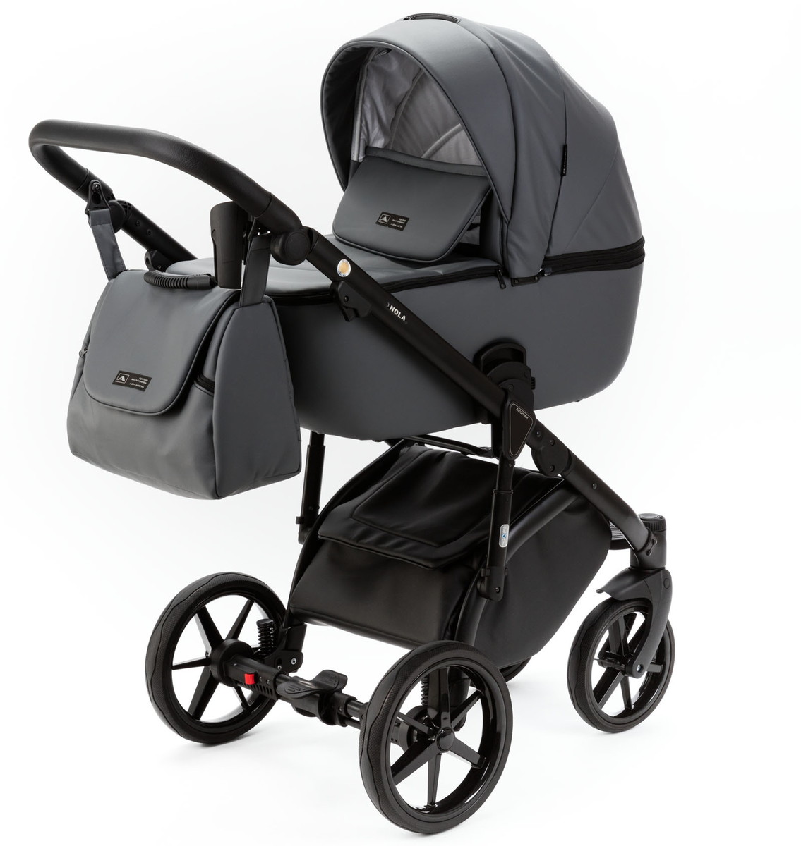Детская коляска Adamex Nola Deluxe 2 в 1 N-SA32 (СЕРАЯ КОЖА)