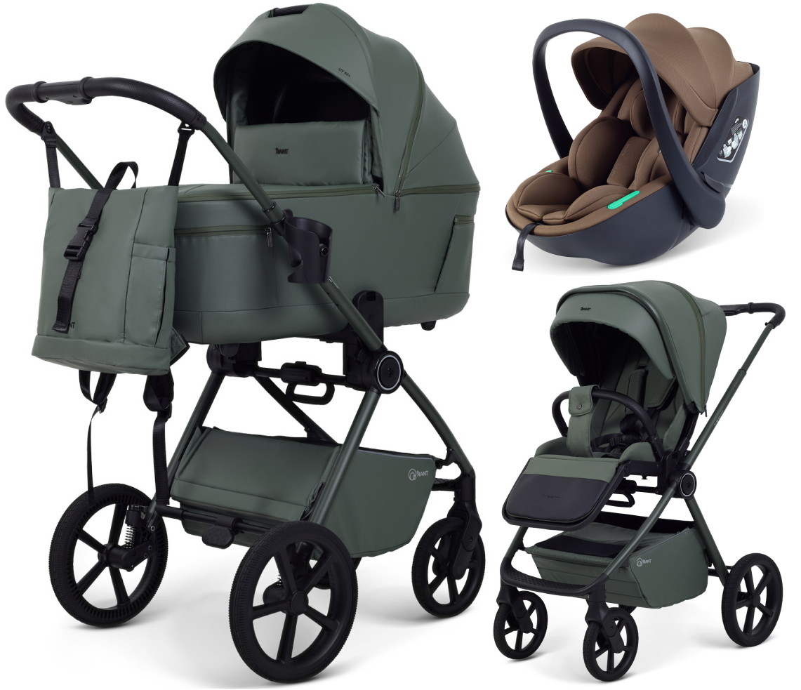 Детская коляска Rant Teo Comfort Eco 3 в 1 с автокреслом Miro Moca Olive