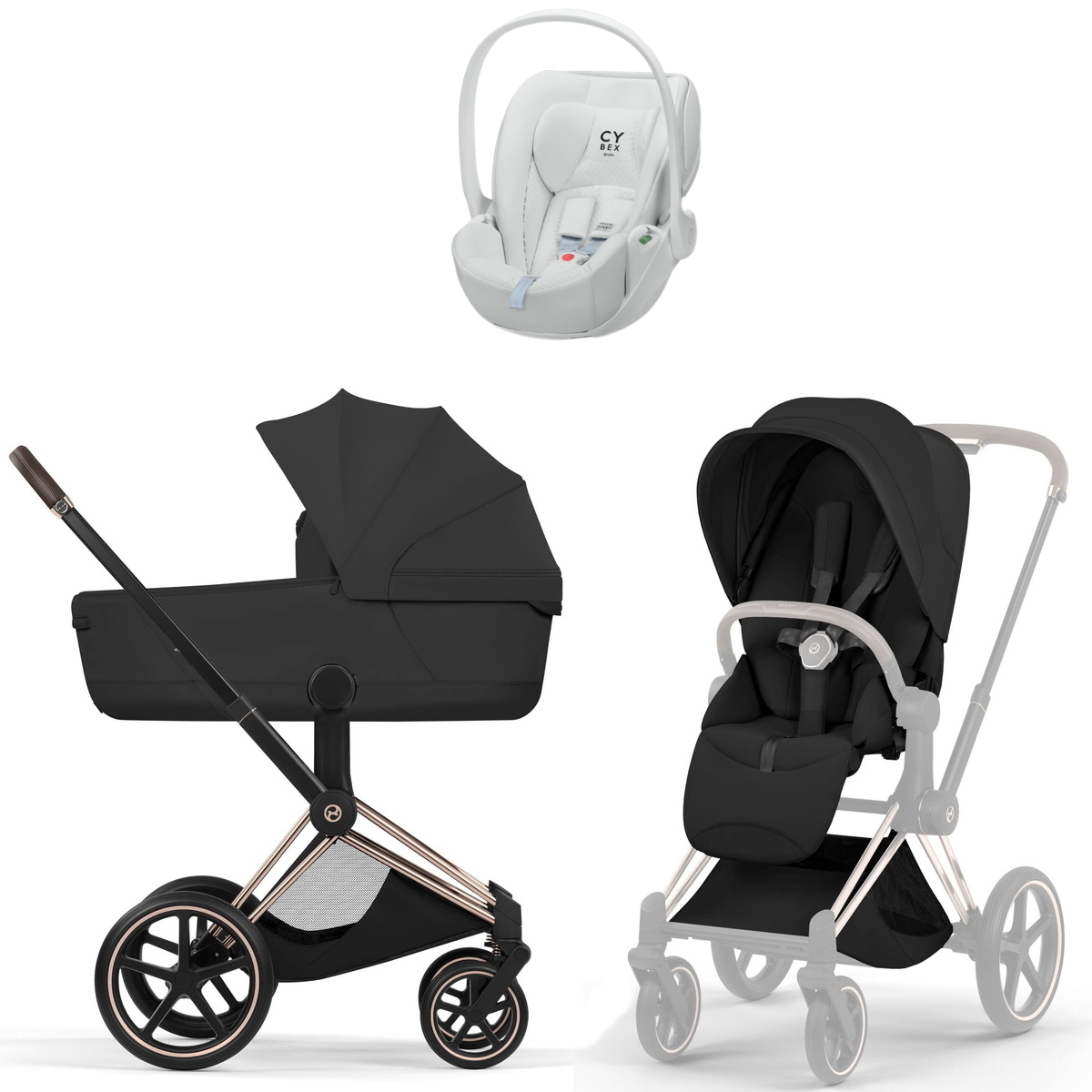 Коляска Cybex Priam V Rosegold Style Cloud T Urban Mobility White 3 в 1 Sepia Black