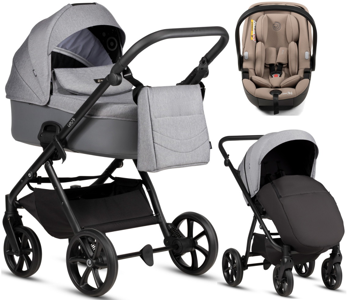 Детская коляска Tutis Leo 3 Plus 3 в 1 с автокреслом Beno Beige 1582227 Stone Grey