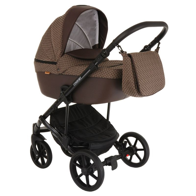 Детская коляска Pituso Confort Plus 2 в 1 17 GUCCI+Кожа Тем.коричневый