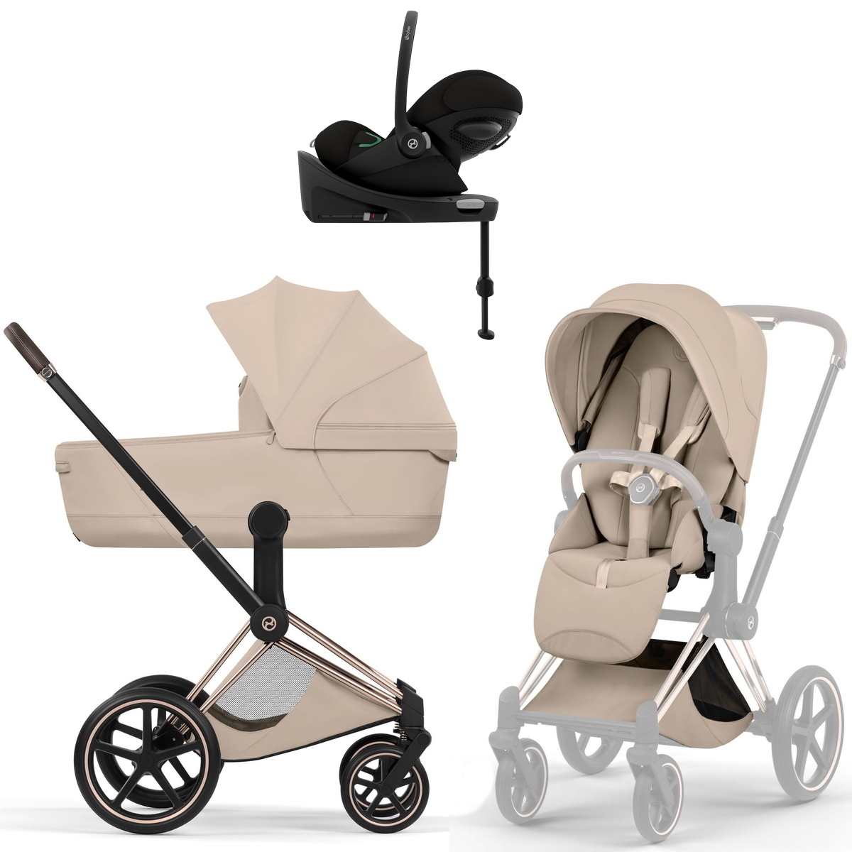 Коляска Cybex Priam V Rosegold Style Cloud G3 Magic Black Base G3 4 в 1 Cozy Beige