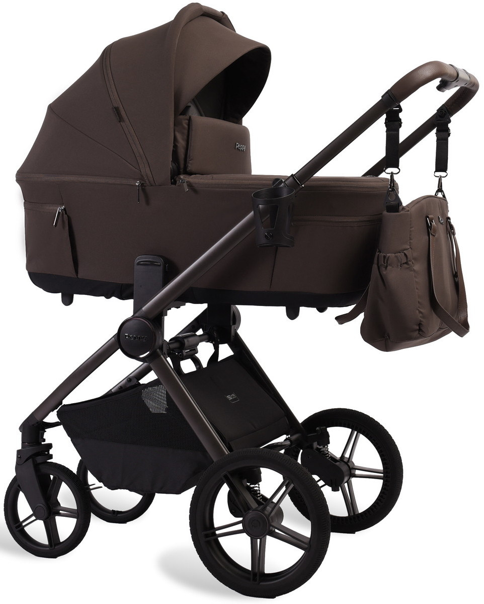 Детская коляска Peppy Soho 2 в 1 Brown (коричневый), рама серо-бежевый