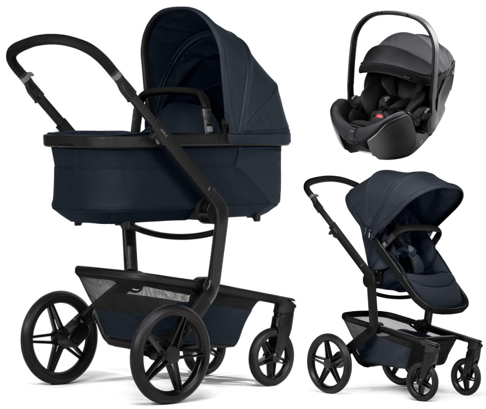 Детская коляска 3 в 1 Joolz Day 5 и автокресло Britax Roemer Baby-Safe Pro Style Carbon Black без адаптеров Dark Navy Blue