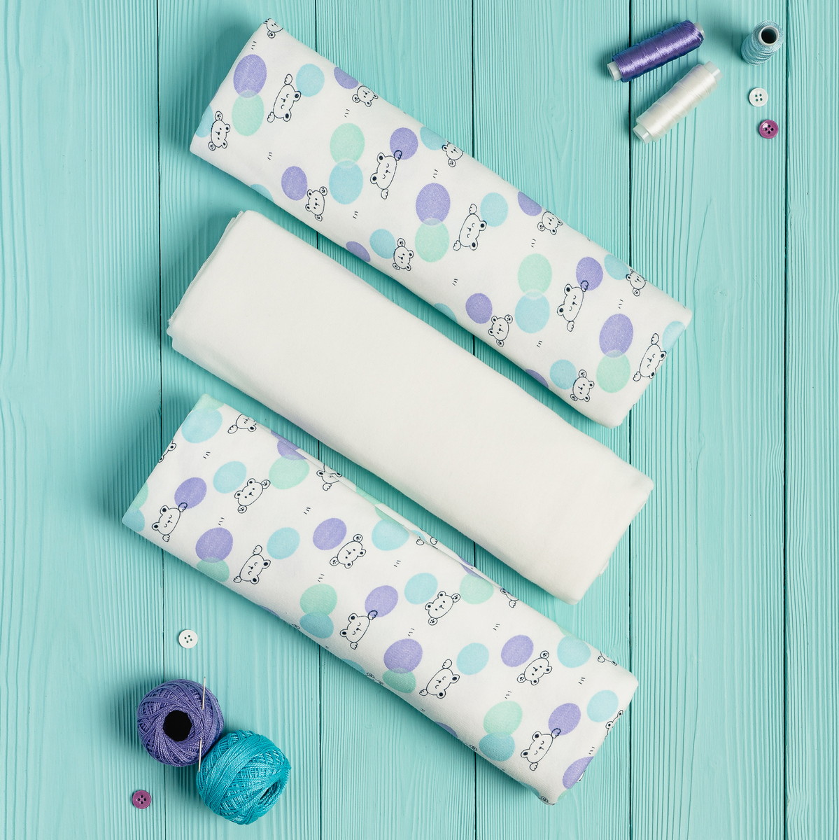 Пеленки Vikalex Шарики зеленые трикотажные футер 120х90 в уп. 3 шт.