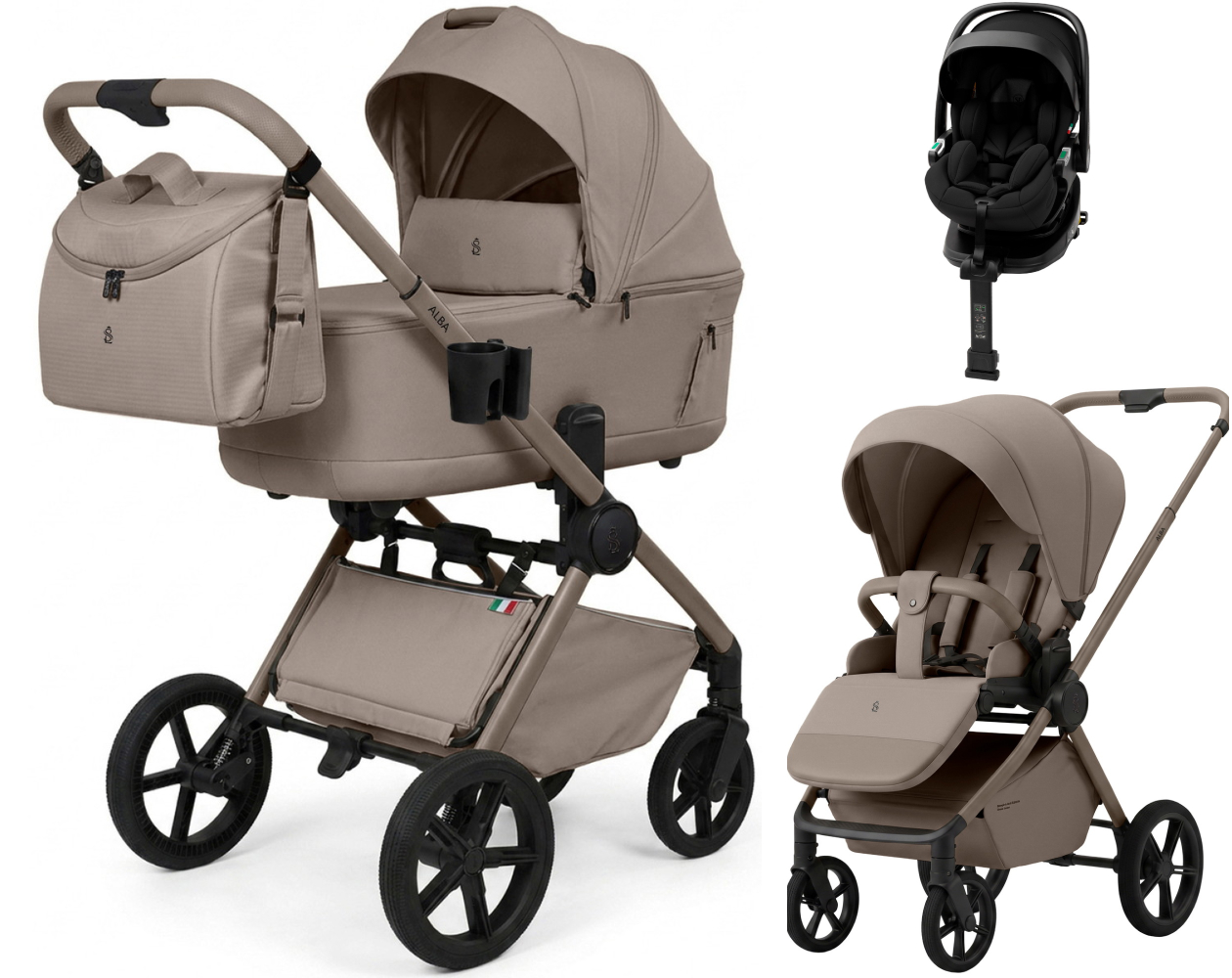 Коляска 4 в 1 Sweet Baby SBL Alba 2.0 и автокресло Premier Plus Black Beige